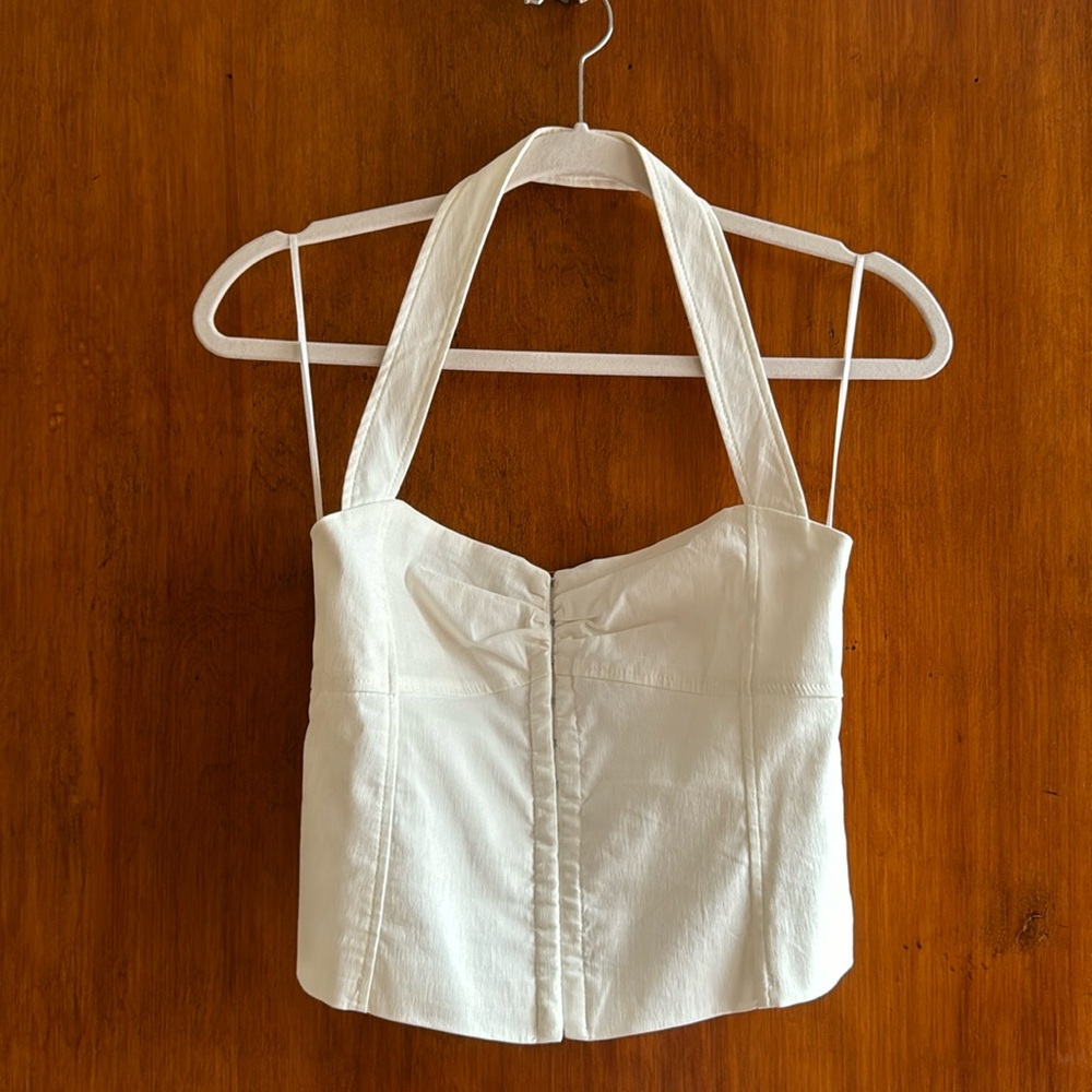 Zara white cropped halter top
